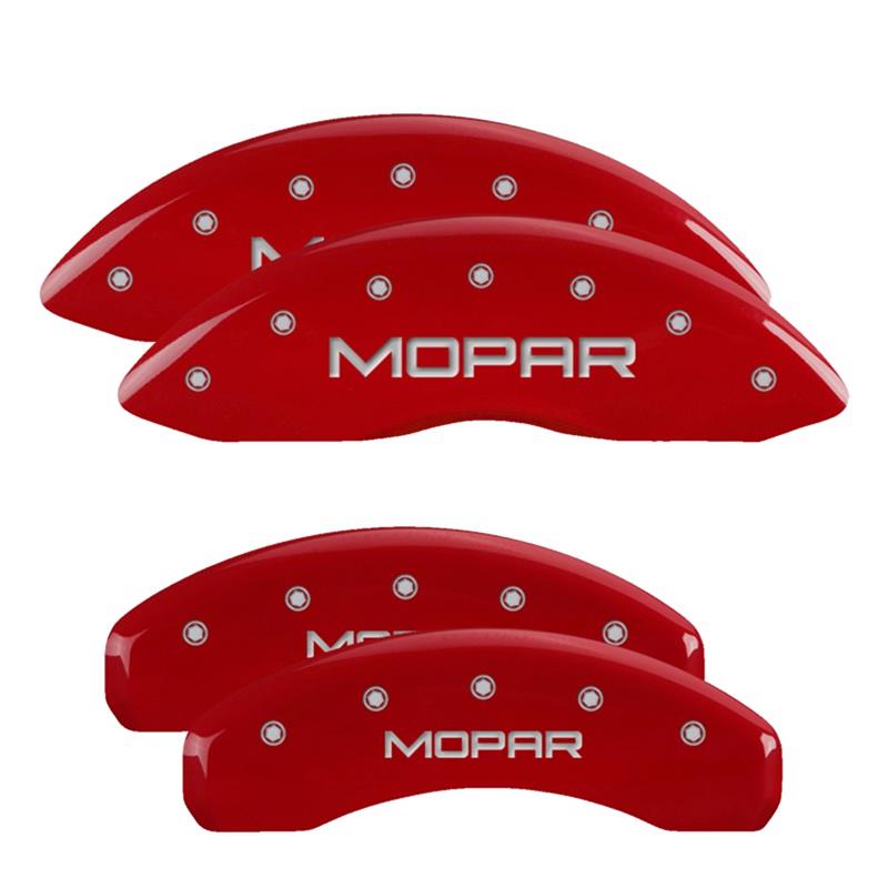 MGP 4 Caliper Covers Engraved Front & Rear 11-18 Jeep Grand Cherokee Red Finish Silver Mopar Logo thumbnail 2