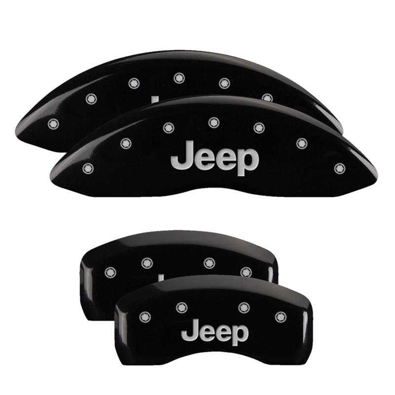 MGP Caliper Covers - Brake for 2020-2023 GLADIATOR 42021SJEPBK Set of 4 caliper covers, Engraved Front and Rear: JEEP, Black powder coat finish, silver characters
