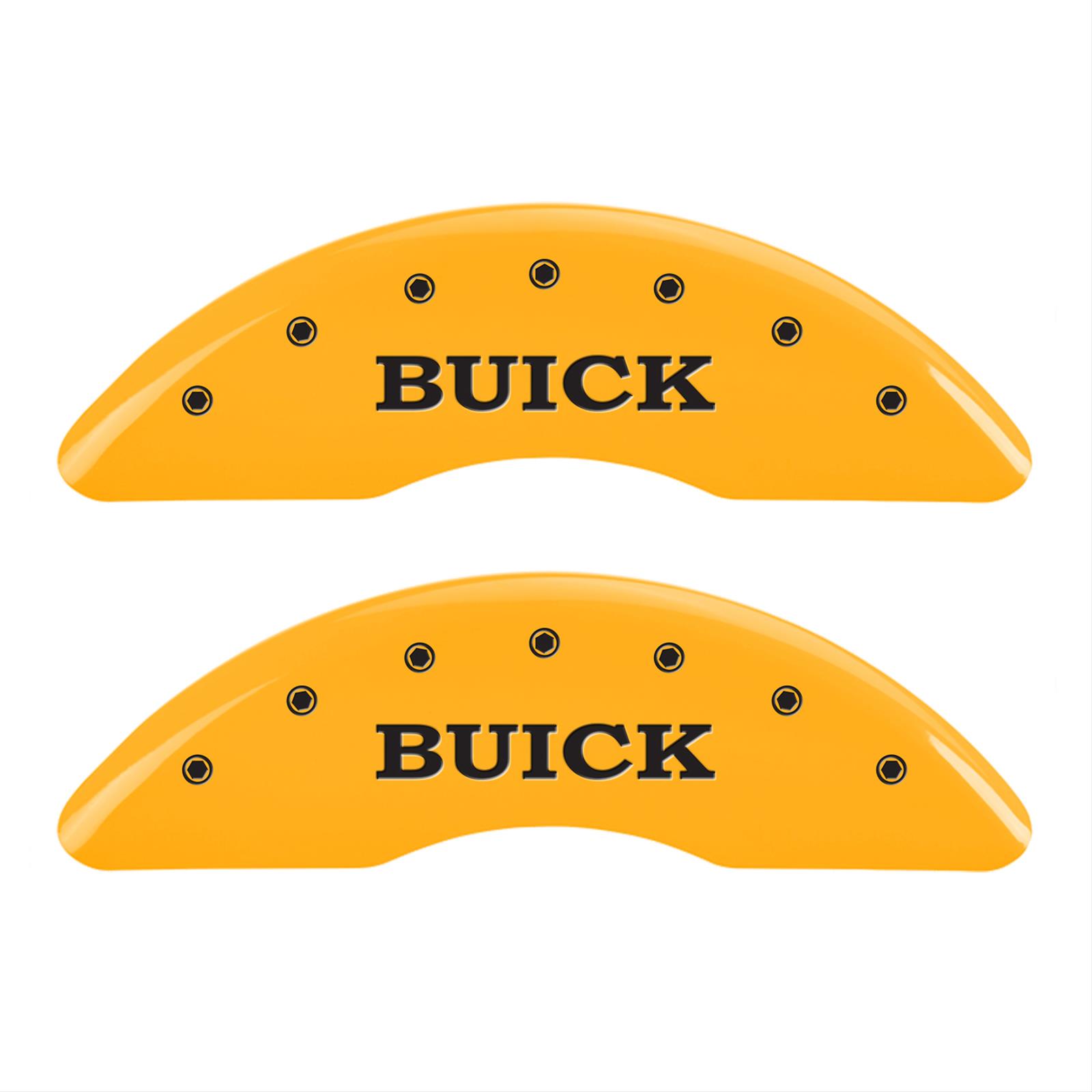 MGP 4 Caliper Covers Engraved Front Buick Engraved Rear Buick Shield Yellow finish black ch