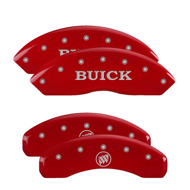 MGP 4 Caliper Covers Engraved Front Buick Engraved Rear Buick Shield Red finish silver ch thumbnail 3
