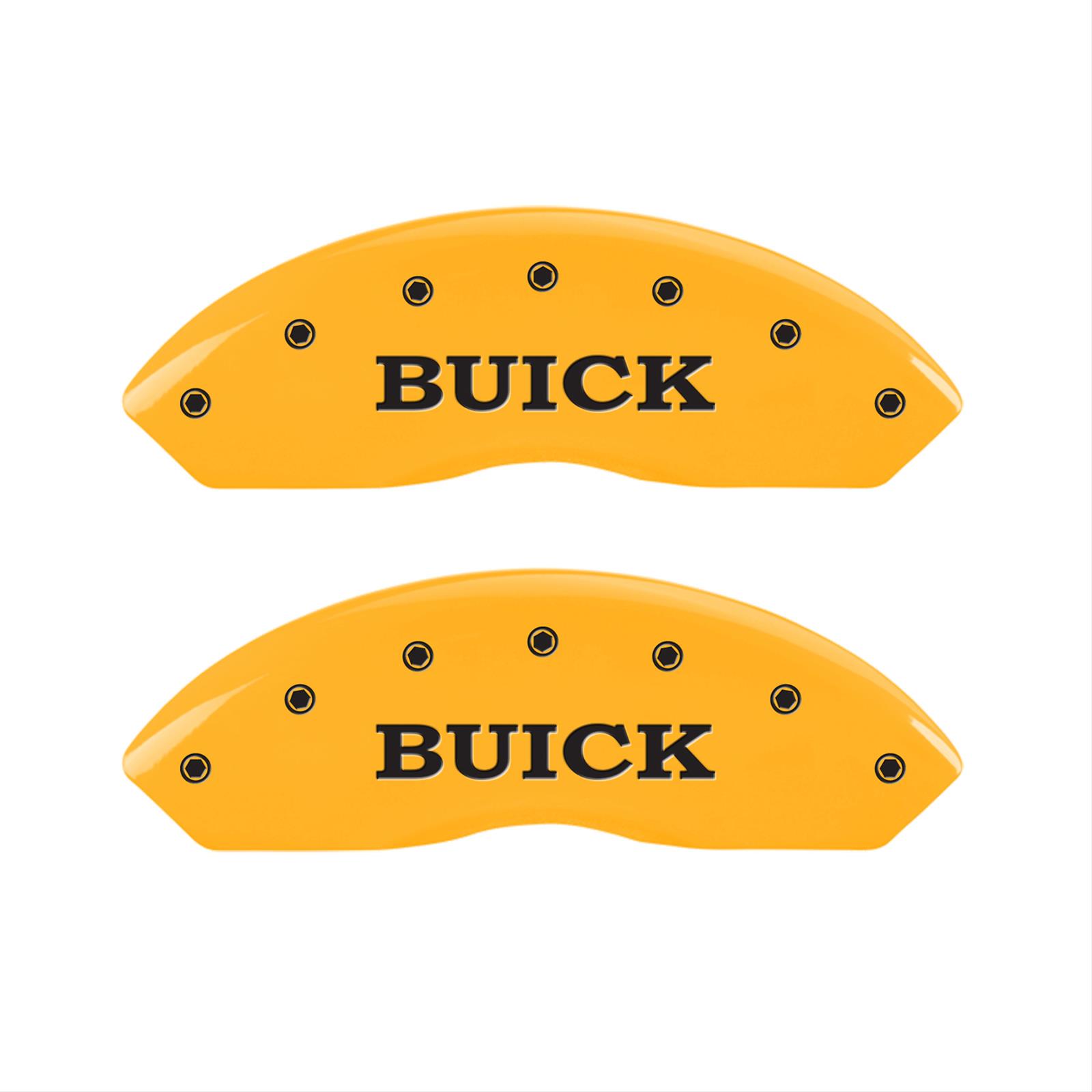 MGP 4 Caliper Covers Engraved Front Buick Rear Yellow Finish Black Char 2008 Buick Lucerne thumbnail 2