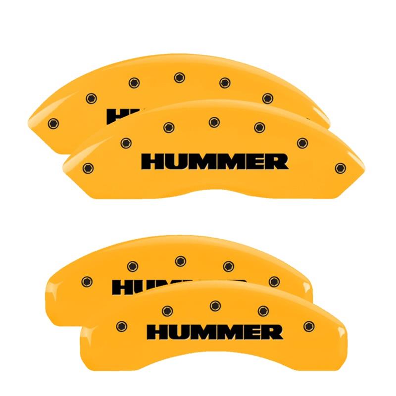 MGP 4 Caliper Covers Engraved Front & Rear Hummer Yellow Finish Black Char 2010 Hummer H3T thumbnail 3