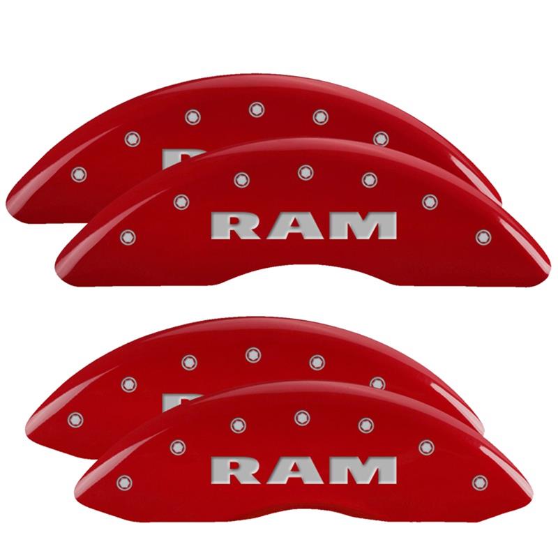 MGP 4 Caliper Covers Engraved Front & Rear RAM Red finish silver ch thumbnail 3