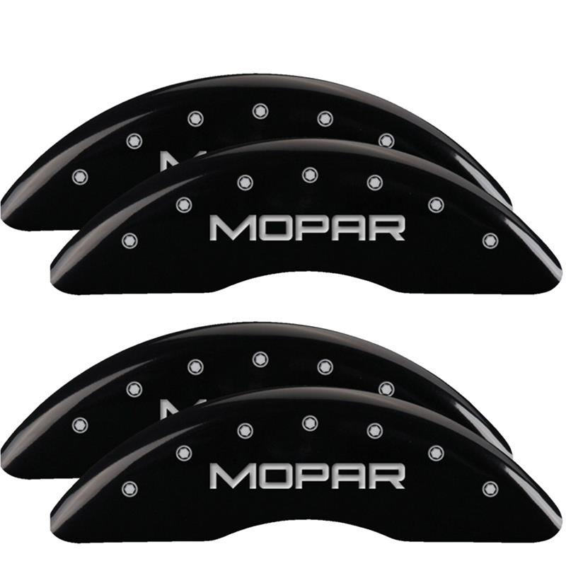 MGP Caliper Covers - Brake for 2021-2023 2500, 3500 55007SMOPBK Set of 4 caliper covers, Engraved Front and Rear: MOPAR, Black powder coat finish, silver characters