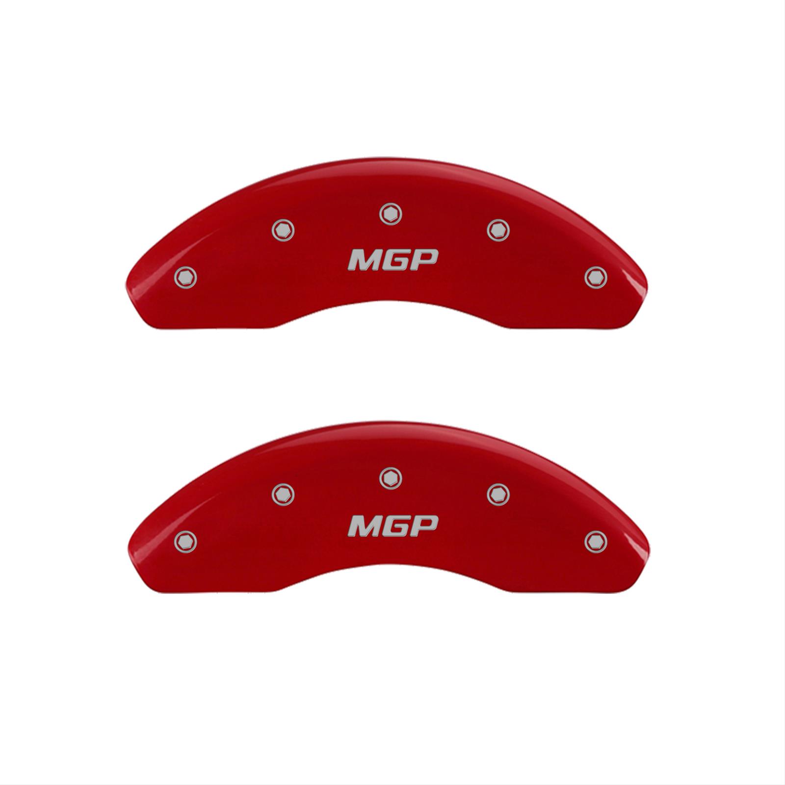 MGP Red Caliper Covers 57001SMGPRD Set of 4 caliper covers, Engraved Front and Rear: MGP, powder coat finish, silver characters. thumbnail 2