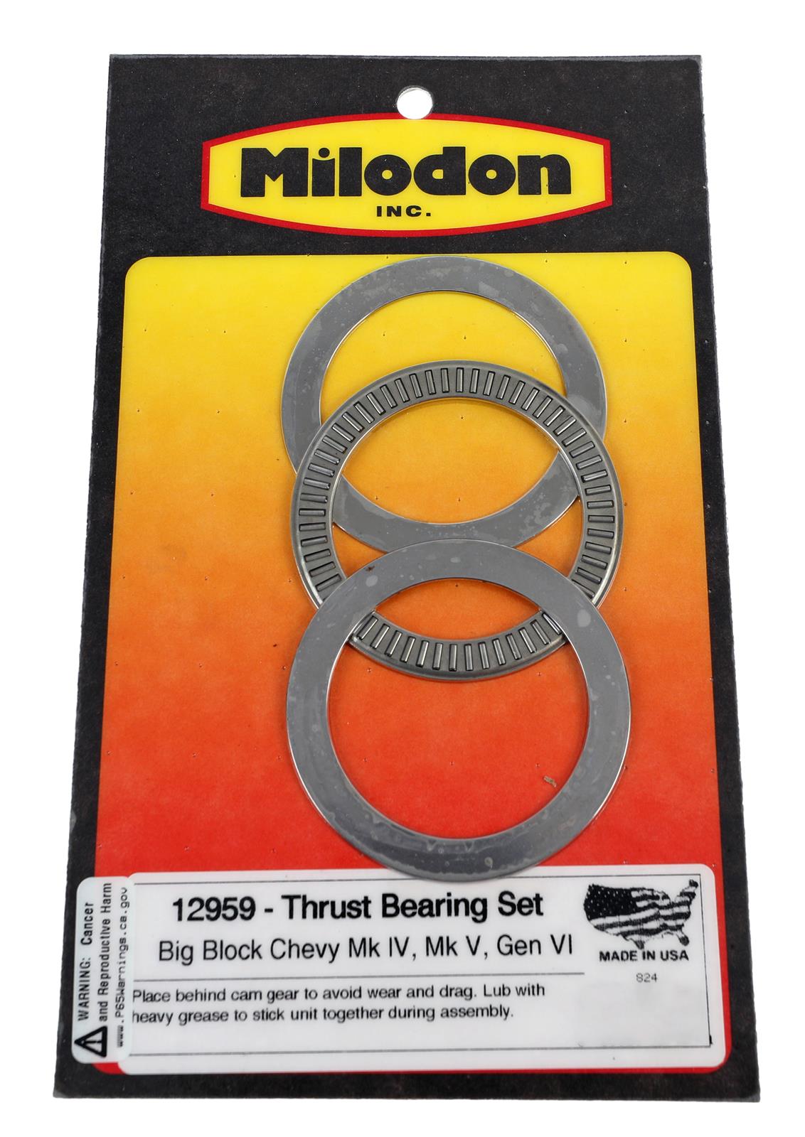 Milodon Timing Gear Drive Replacement Parts 12959 Part, Roller Thrust Bearing, Chevy, Big Block, Each