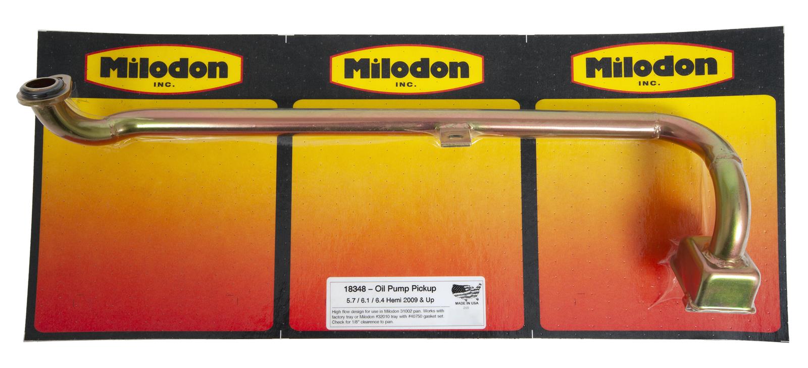 Milodon Oil Pump Pickups 18348 Pickup, Stock Pan Style, Stock Pan Depth, for Rear Pump, Dodge, Hemi, Each