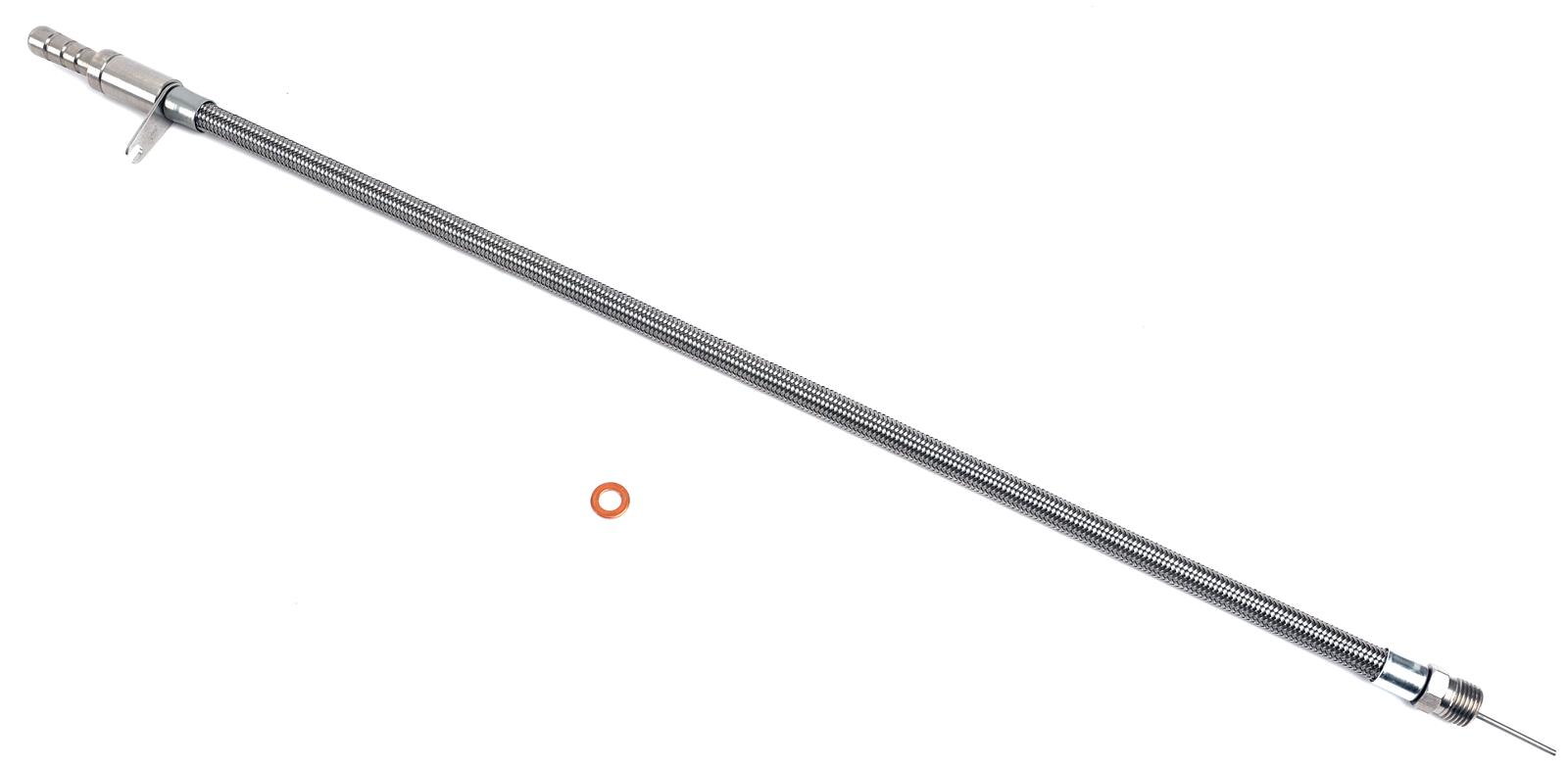 Milodon Stainless Steel Oil Dipsticks 22062 Dipstick and Tube, Engine, Braided Steel, Natural, Rear Sump, Mopar, Hemi, Each