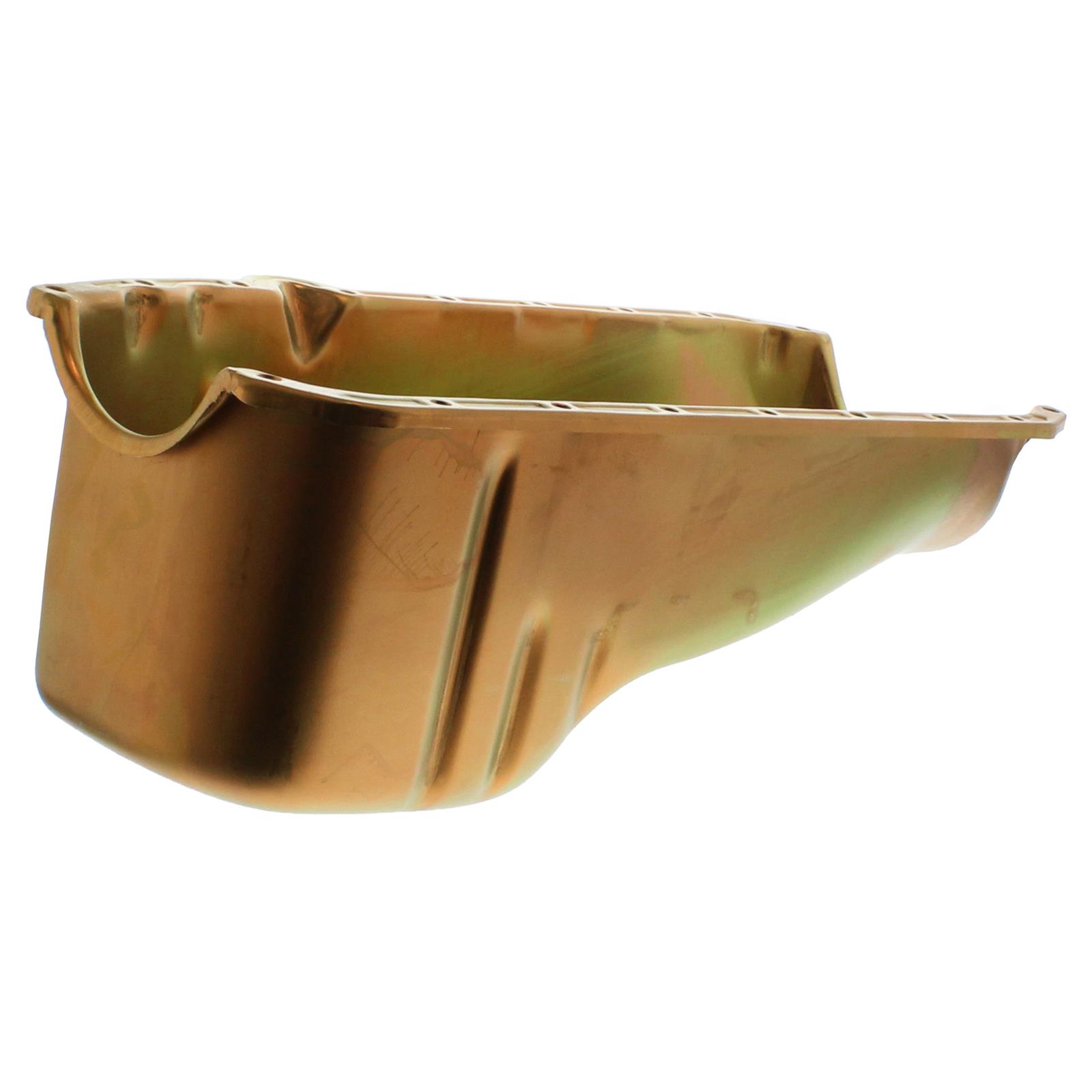 Milodon Stock Replacement Oil Pans 30700 Pan, Steel, Gold Iridite, 5 qt., Chevy, Small Block, LH Dipstick, Internal Control Baffles, Each thumbnail 3