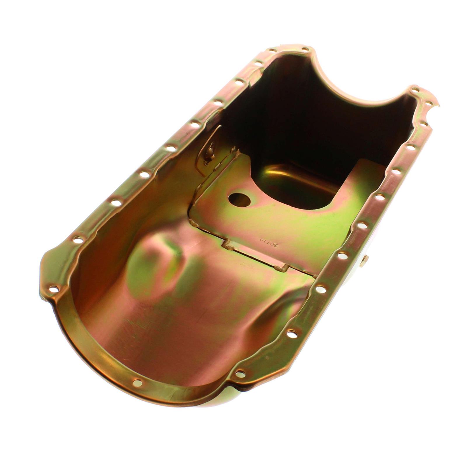 Milodon Stock Replacement Oil Pans 30710 Pan, Steel, Gold Iridite, 5 qt., Chevy, Big Block, Mark IV, Internal Control Baffle, Each thumbnail 2