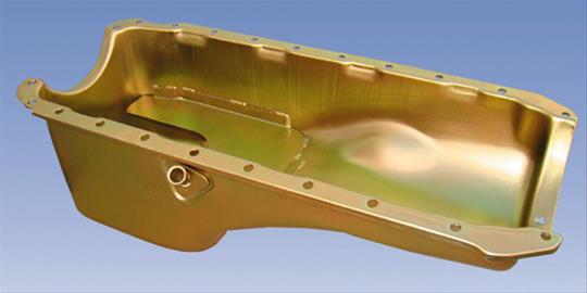 Milodon Stock Replacement Oil Pans 30710 Pan, Steel, Gold Iridite, 5 qt., Chevy, Big Block, Mark IV, Internal Control Baffle, Each thumbnail 6