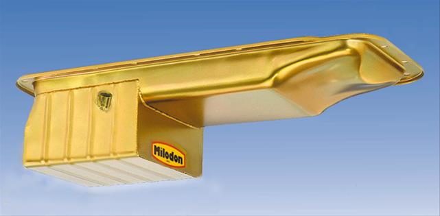 Milodon 4x4 Truck and Off-Road Oil Pans 30891 Pans, Off-Road, Rear Wet Sump, 6.00 qt. Capacity, Steel, Gold Iridited, Baffled, 6.00 in. Depth, Dodge, Plymouth, Big Block, Each thumbnail 3