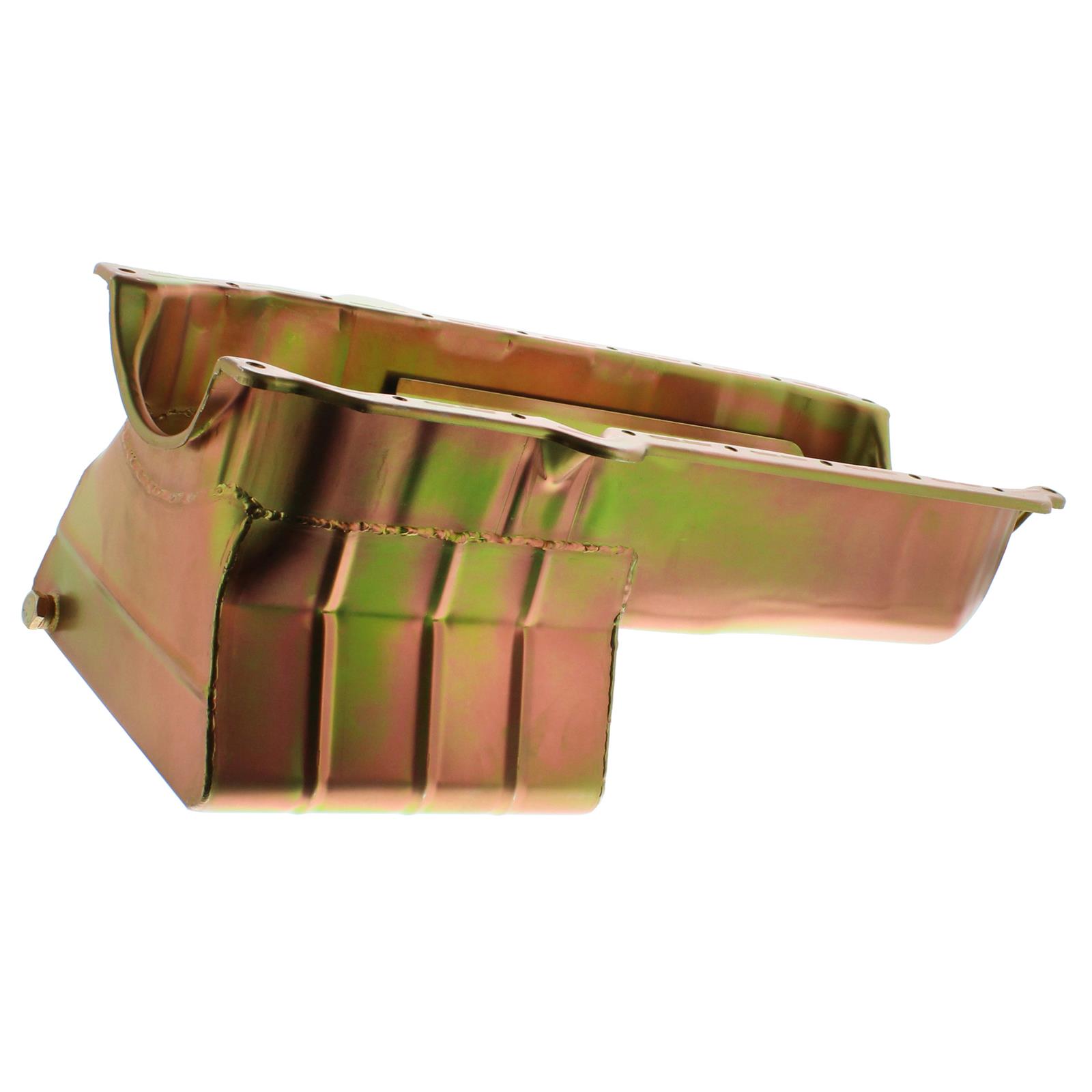 Milodon Engine Oil Pan 30908; Street/Strip Low Profile 6qt Gold Iridited for SBC