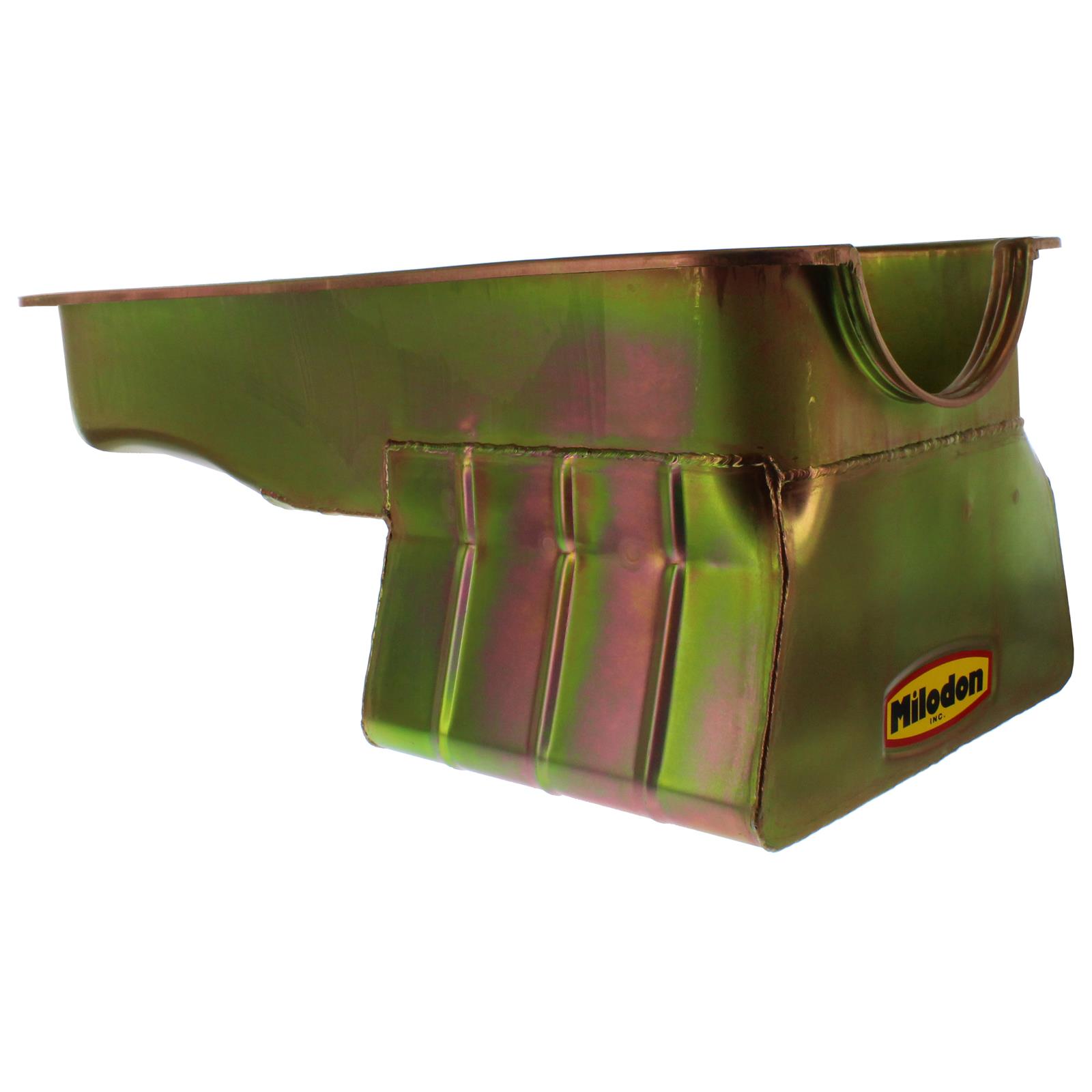 Milodon Street and Strip Oil Pans 30929 Pan, Steel, Gold Iridite, 8 qt., Ford, 429/460, Fits Pre-1973 Front Sump Chassis, Each thumbnail 3