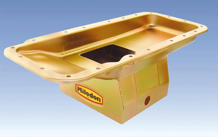 Milodon Street and Strip Oil Pans 30931 Pan, Steel, Gold Iridite, 7 qt., Mopar, B/RB/Hemi, A, B E Bodies, External Pump, Each thumbnail 4