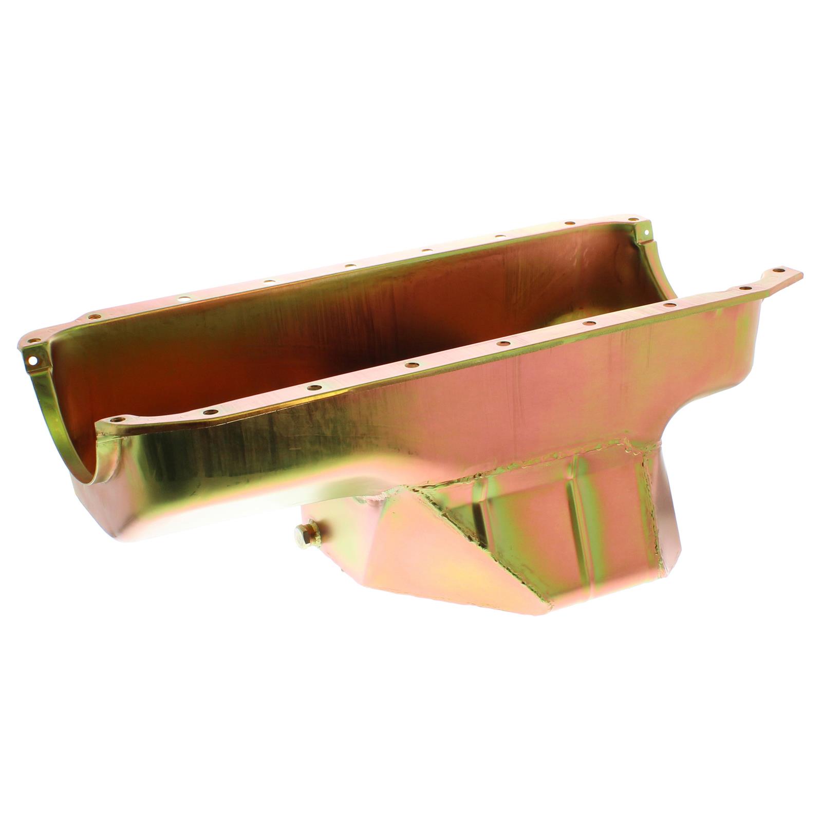 Milodon Street and Strip Oil Pans 30935 Pan, Steel, Gold Iridite, 8 qt., Mopar, Small Block, 318/340, A, B E Bodies, Each thumbnail 3