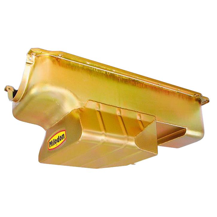 Milodon Street and Strip Oil Pans 30936 Pan, Steel, Gold Iridite, 7 qt, Mopar, Small Block, 318/340, A, B E Bodies, Control, Stroker, Each thumbnail 4