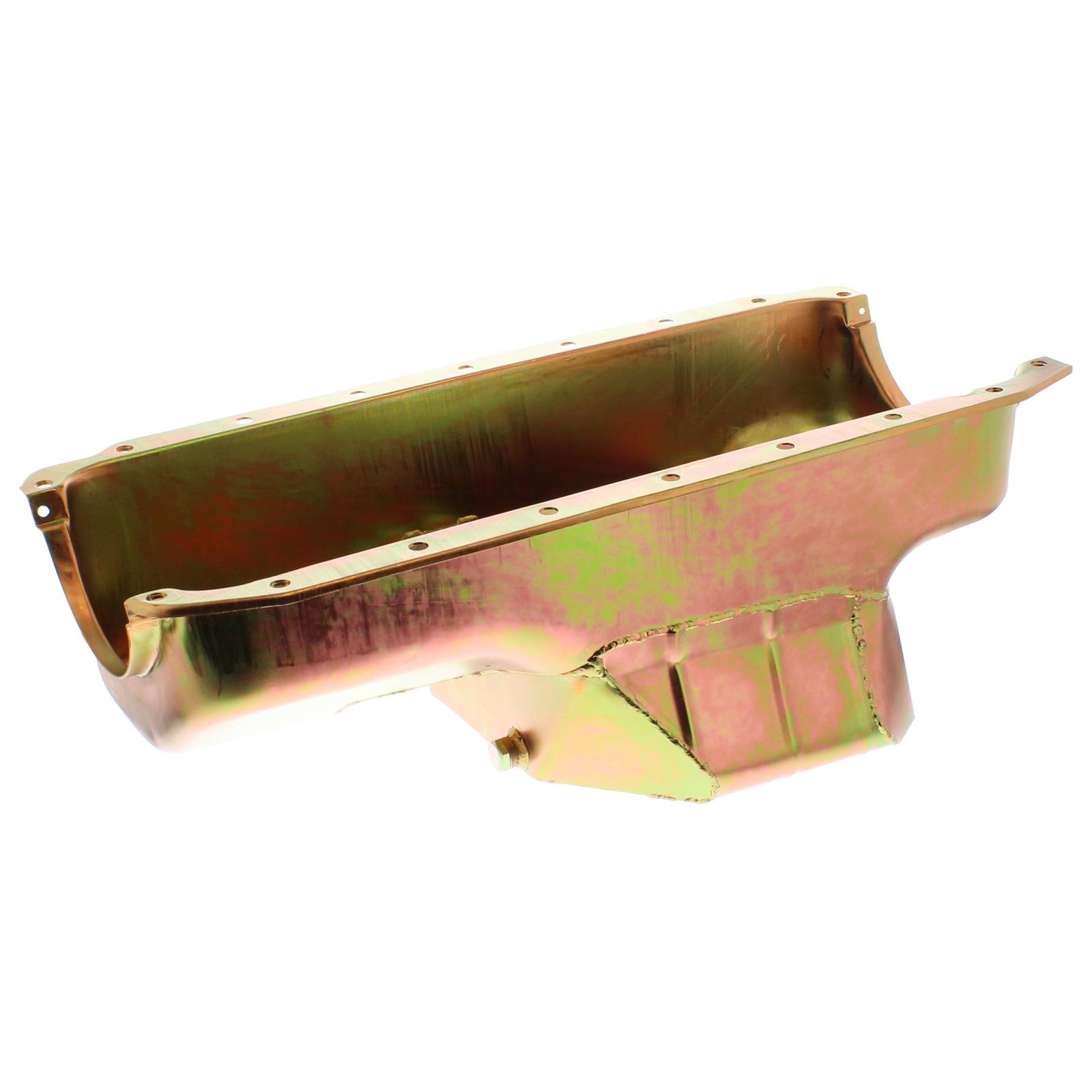Milodon Street and Strip Oil Pans 30936 Pan, Steel, Gold Iridite, 7 qt, Mopar, Small Block, 318/340, A, B E Bodies, Control, Stroker, Each thumbnail 3