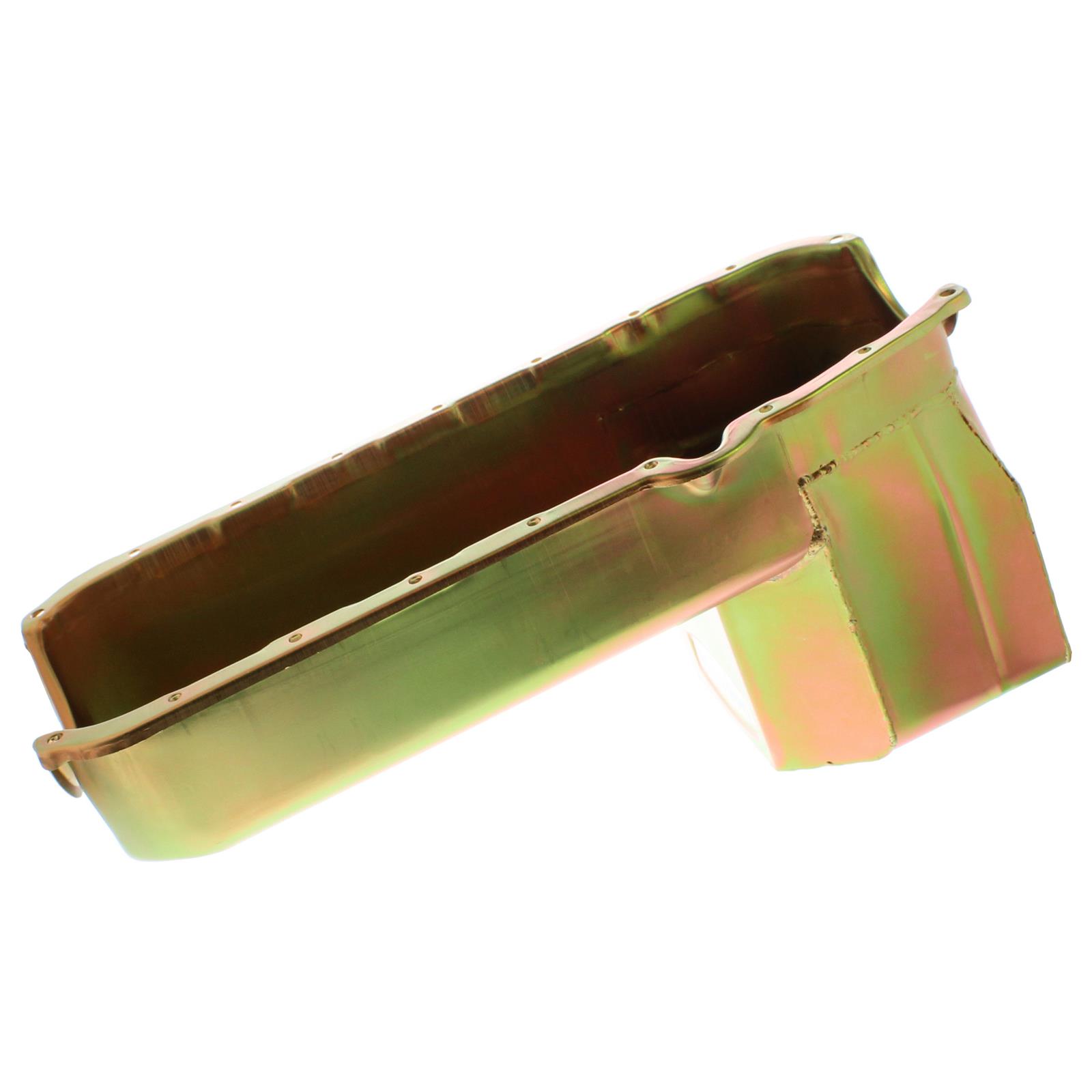 Milodon Street and Strip Oil Pans 31080 Pan, Steel, Gold Iridite, 5 qt., Chevy, Small Block, LH Dipstick, Chevy, Pickup, SUV, Each thumbnail 3