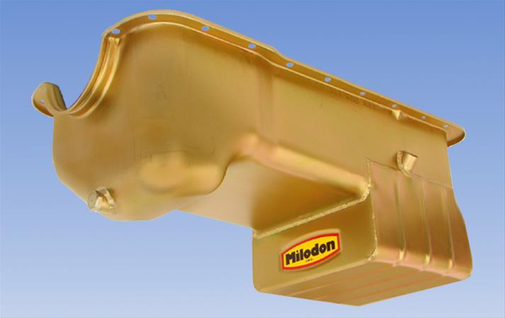 Milodon Street and Strip Oil Pans for 1981-1993 MUSTANG - 31126 Pan, Steel, Gold Iridite, 7 qt., Ford, Small Block, 351W, Each thumbnail 2