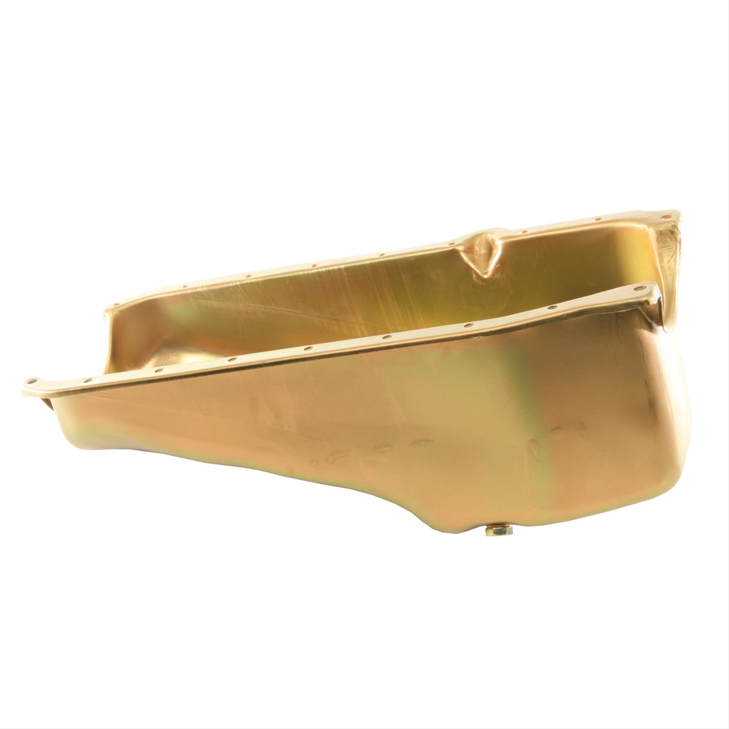 Milodon Circle Track Oil Pans 31501 Pan, Steel, Gold Iridite, 5 qt., Chevy, Small Block, 86-Up RH Dipstick, Fits Hobby Stock & Claimer, Each