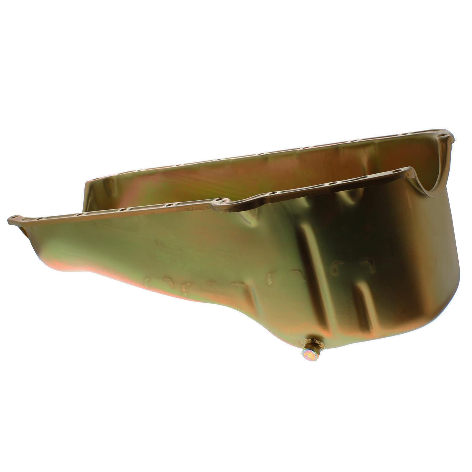 Milodon Circle Track Oil Pans 31503 Pan, Steel, Gold Iridite, 5 qt., Chevy, Small Block, Each thumbnail 2