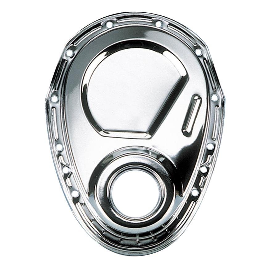 Milodon Steel Timing Covers 65500 Cover, 1-Piece, Steel, Chrome Plated, Chevy, Small Block, Each