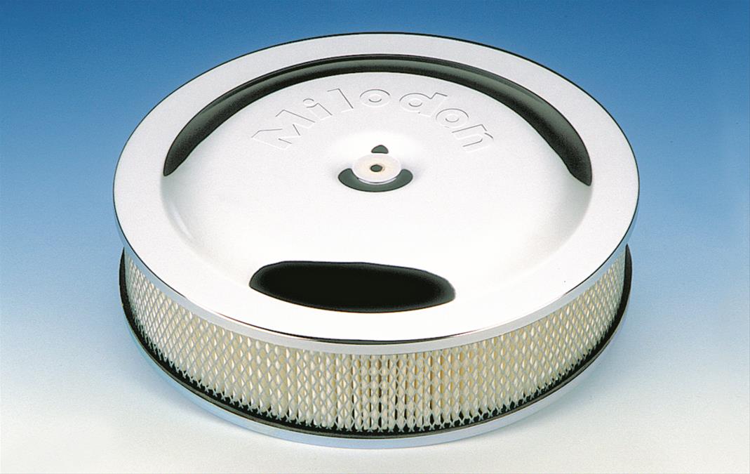 Air Cleaner Housings Milodon 85800 14 Diameter x 3 Tall Chrome Air