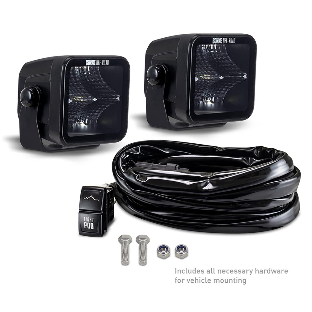 Borne Off-Road Light Pods (Kit of 2) 3x3 Flood thumbnail 4