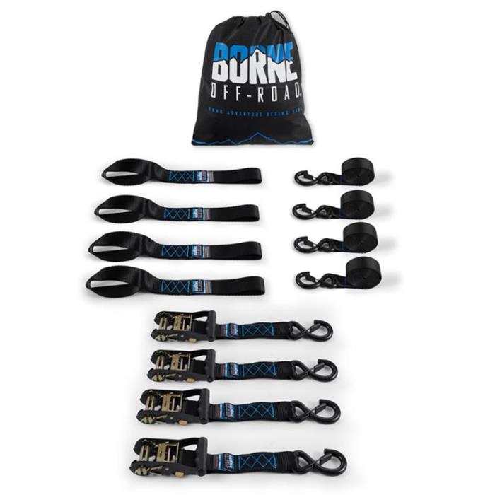 Borne Off-Road Heavy-Duty Ratchet Tie-Down Kit (4-Pack) - Black thumbnail 2