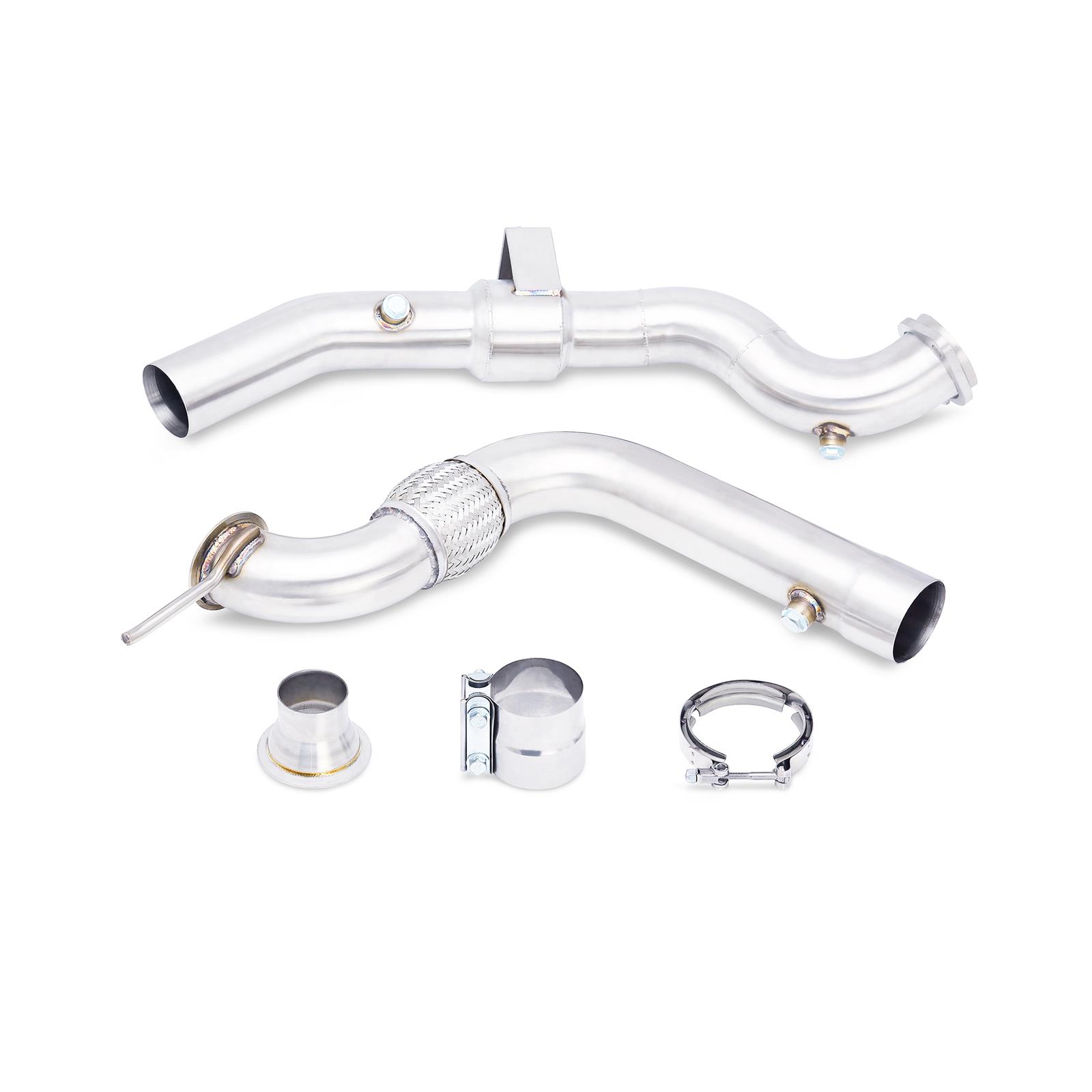 Mishimoto Downpipes MMDP-MUS4-15CAT Downpipes, Exhaust, Turbo, Stainless Steel, Natural, 3.00 in. Inlet, 2.25 in. Outlet, Ford, 2.3L, Kit