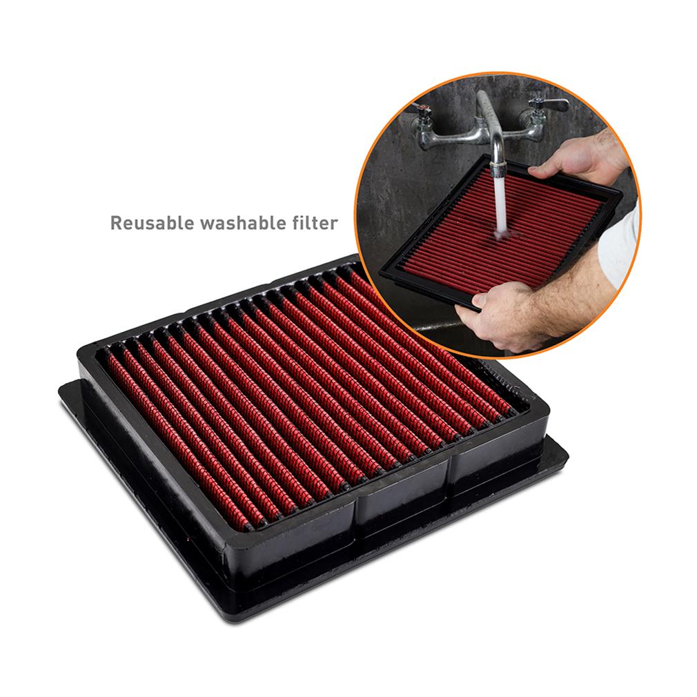 Mishimoto Performance Air Filters MMAF-350Z-07 Filter Elements, Performance, Panel, Red, Cotton Gauze, Oiled, Nissan, for Infiniti, V6, Each thumbnail 2