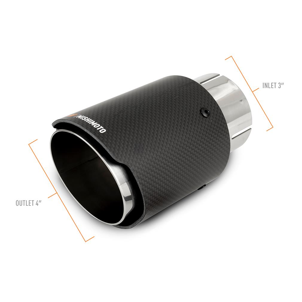 Mishimoto Carbon Fiber Muffler Tip 3in Inlet 4in Outlet Polished thumbnail 2