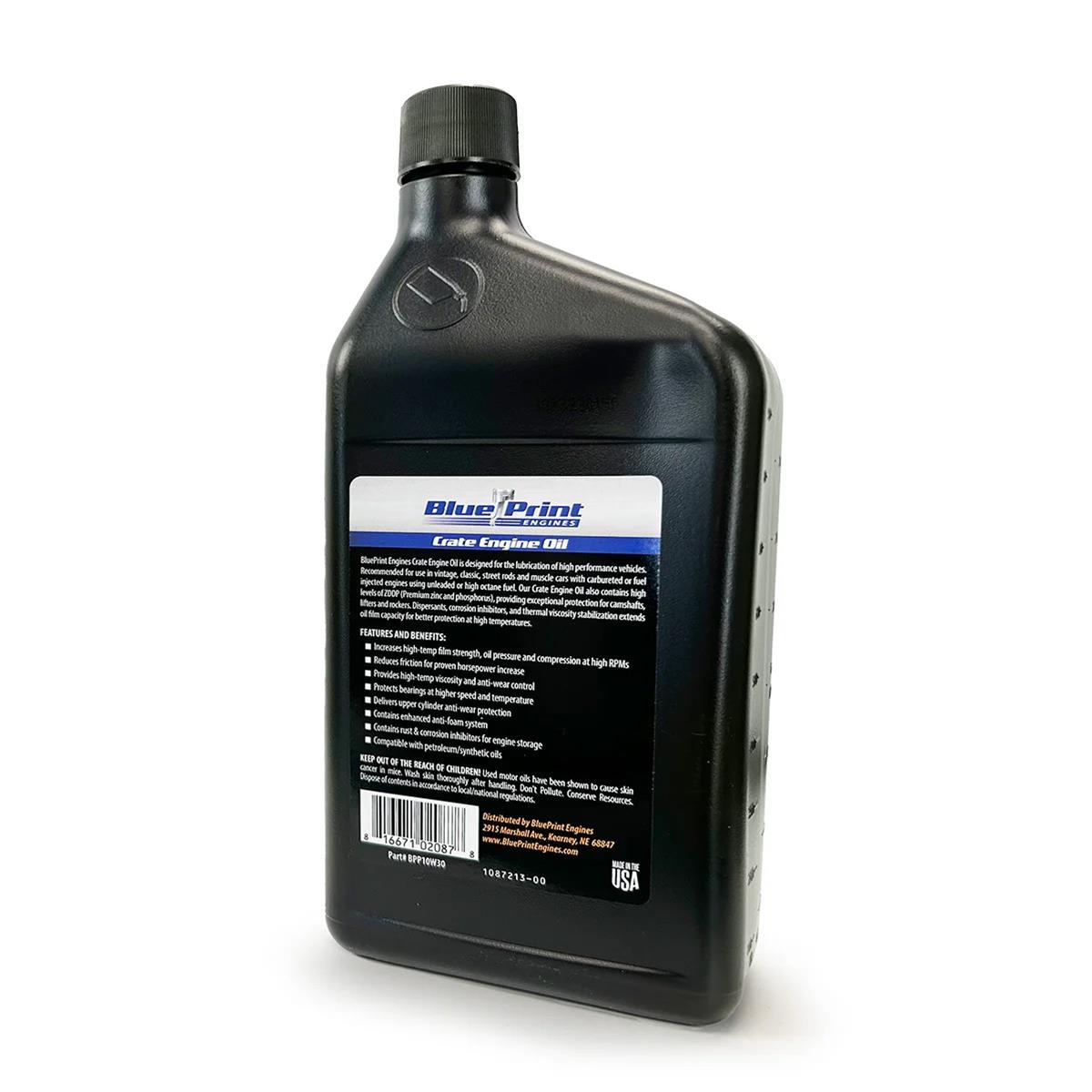 10w30 BluePrint Engines 10W30 Engine Oil BPP10W30 Oil, 10W30, Mineral, ZDDP Enhanced, 1 qt., Each thumbnail 2