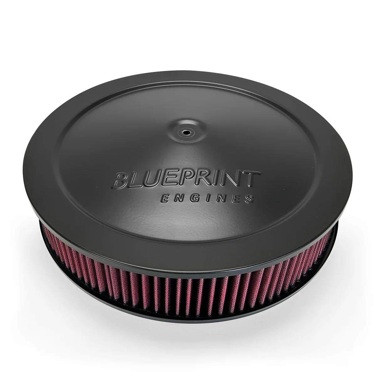 BluePrint Engines Air Cleaners BPP144BK Cleaner, 14.000 in Diameter, Logo, Black Powdercoated, Steel, 3.000 in. Thick Filter, Flat Base, 4500 Flange, Dominator, Each thumbnail 2