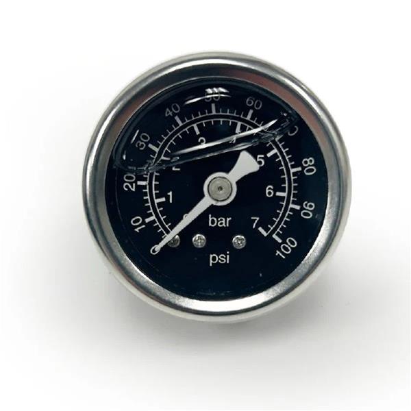 BluePrint Engines Liquid Filled Fuel Pressure Gauges BPP15633 Gauge, Pressure, 0-100 psi, 1/8 in. NPT Thread, Filled, 1.500 in. Diameter, Each