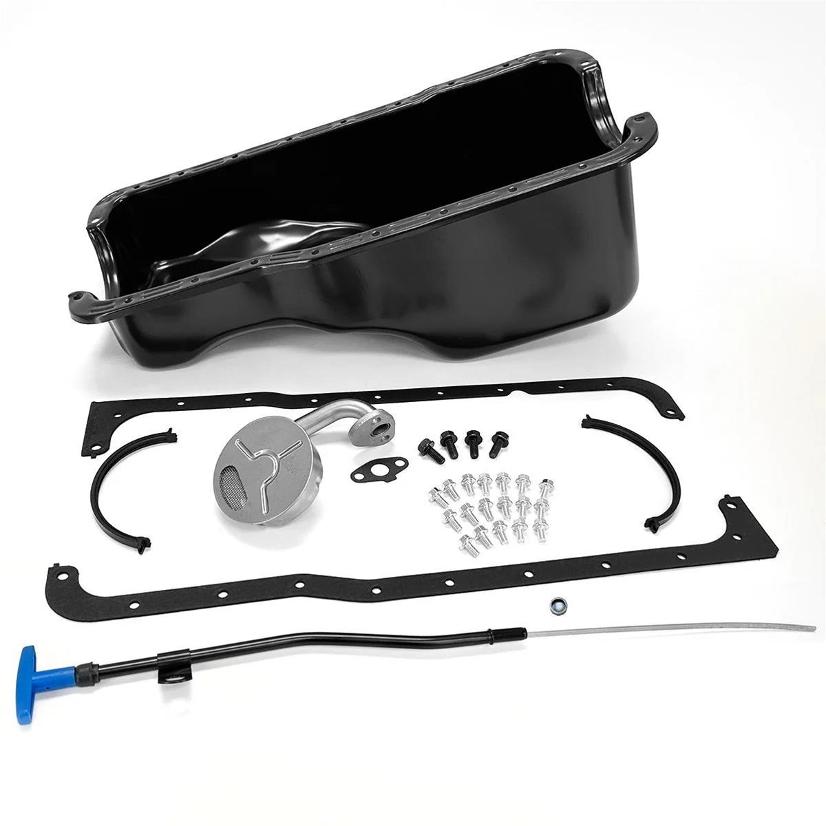 BluePrint Engines Oil Pans BPP302FSPAN Pan, Front Sump, Steel, Black, Pickup, Dipstick, Gaskets, Ford, Small Block, Kit thumbnail 2