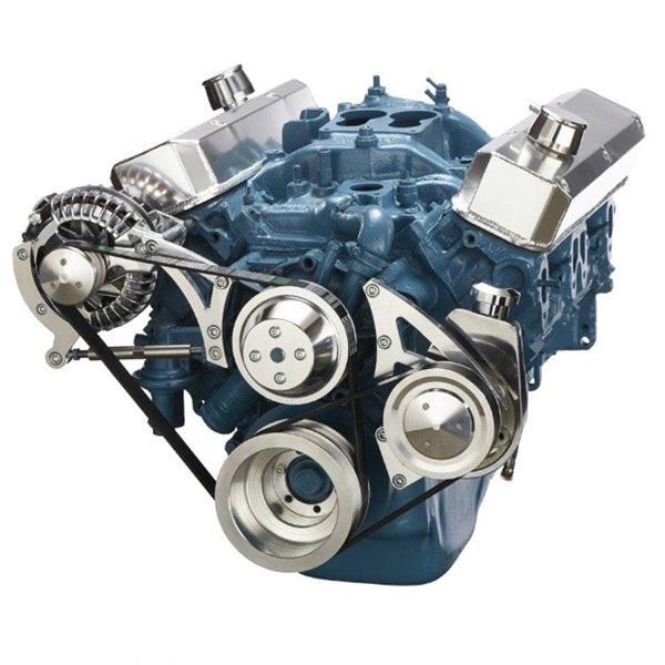 BluePrint Engines Accessory Drive Systems BPP360FDPS3 SB MOPAR FRONT ACCESSORY DRIVE, DUAL-BELT QUICK SERPENTINE W/ ALT, PS, WP, BRACKETS, BOLTS