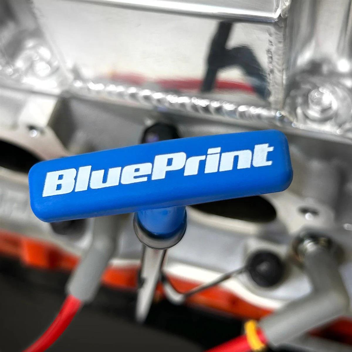 BluePrint Engines Dipstick and Tubes BPP9224 Engine Oil Dipstick, Tube, Steel, Black Tube, Blue Handle, Mid/Front Sump, Timing Cover Entry, 6.7L, 408 CID, Magnum, Small Block, Mopar, Each