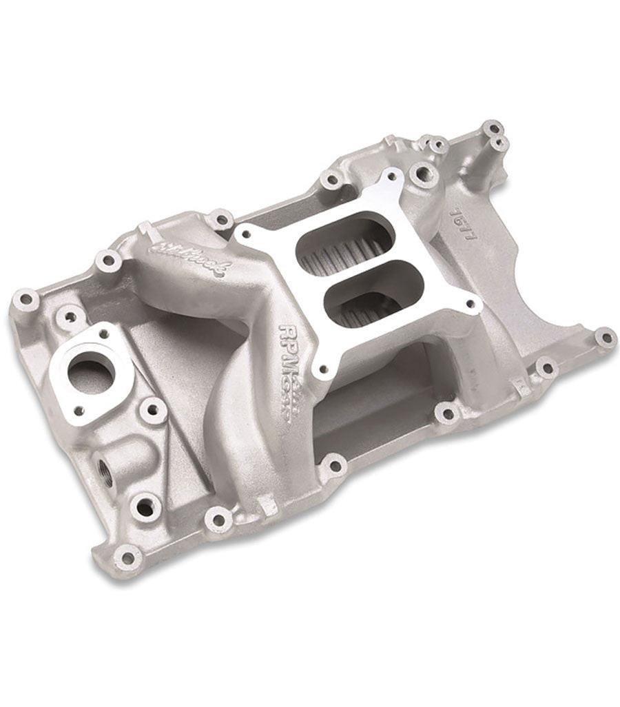 BluePrint Engines Intake Manifolds, Carbureted BPP7577 EDELBROCK PERFORMER RPM AIR-GAP SMALL BLOCK MOPAR INTAKE MANIFOLD 7577, MAGNUM HEADS, DUAL PLANE, NATURAL ALUMINUM