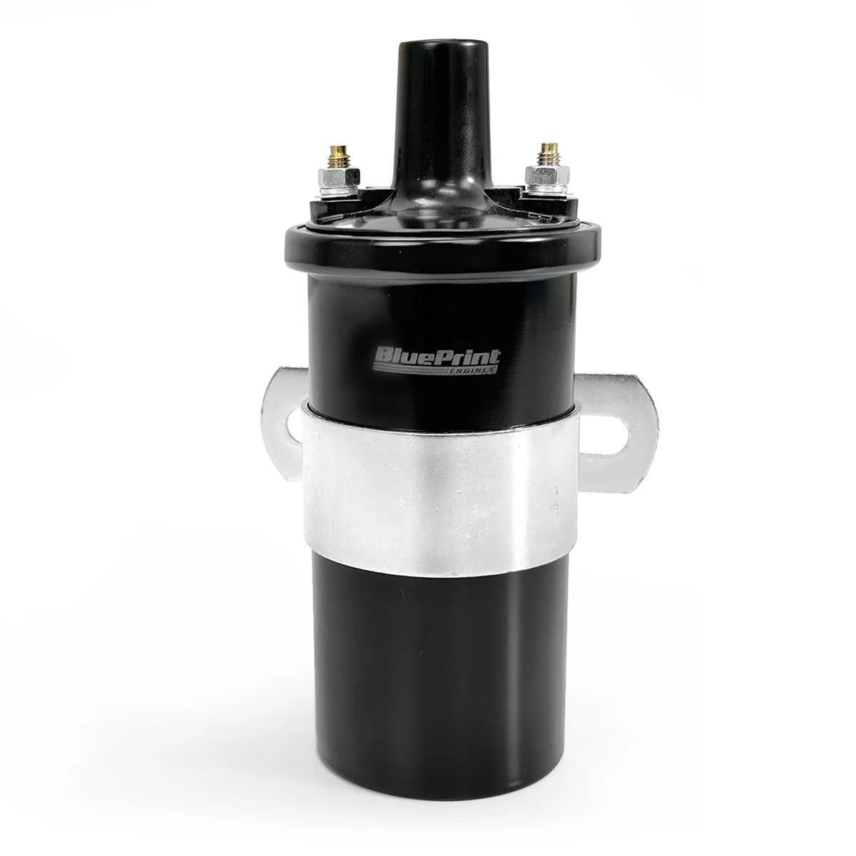 BluePrint Engines Round Canister Ignition Coils BPP82021BK Coils, Canister, Round, Oil Filled, Female/Socket, Black, 45,000V, 8,000 ohms, 3.0 in. Diameter, 6.0 in. Tall, Universal, Each