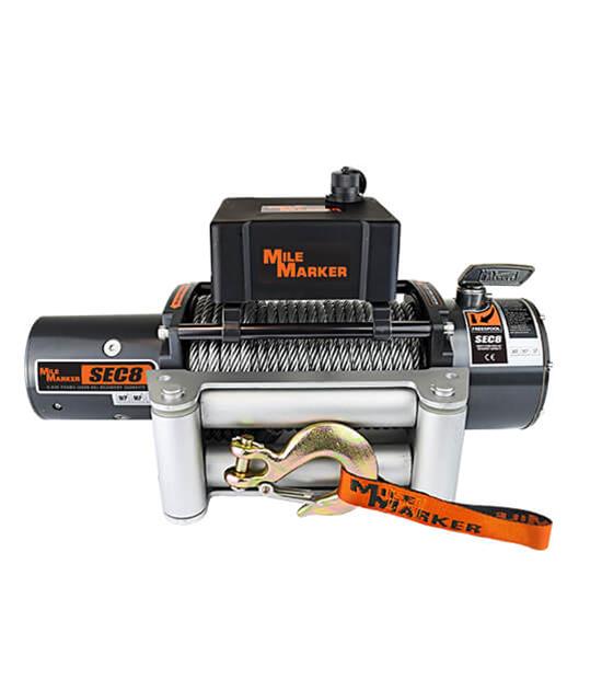 8,000 lbs. Mile Marker ES Electric Winch 77-50141W Winch, ES, Electric, lbs., Roller Fairlead, 12 V, 100 ft. Cable, 12 ft. Hand-held Remote Switch, Each thumbnail 4