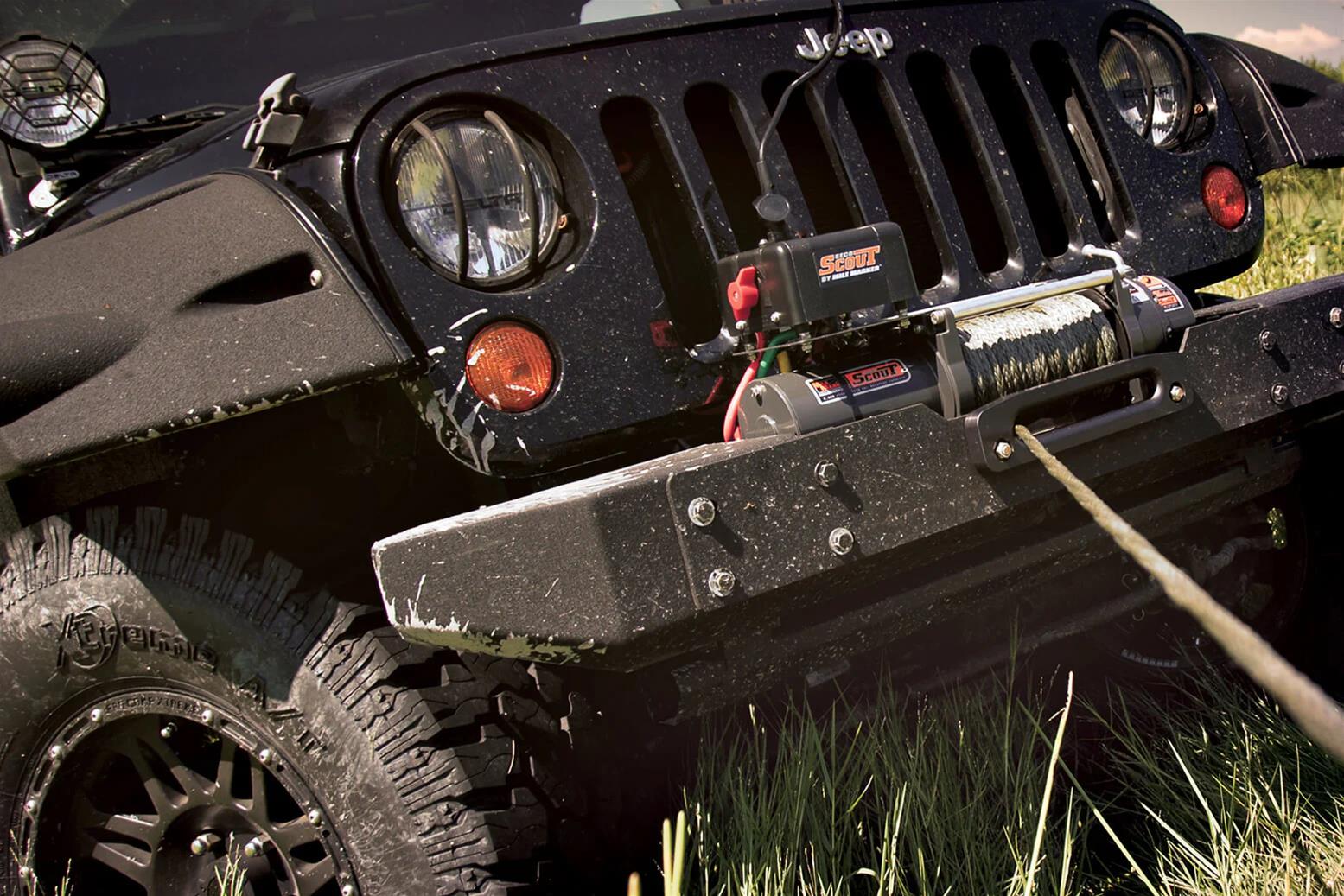 8,000 lbs. Mile Marker ES Electric Winch 77-50141W Winch, ES, Electric, lbs., Roller Fairlead, 12 V, 100 ft. Cable, 12 ft. Hand-held Remote Switch, Each