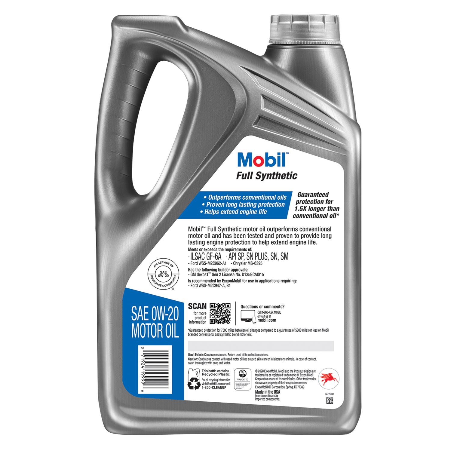 2-Pack Mobil 1 High Mileage Full Synthetic Motor Oil 0W-20 – 5 Quarts Each