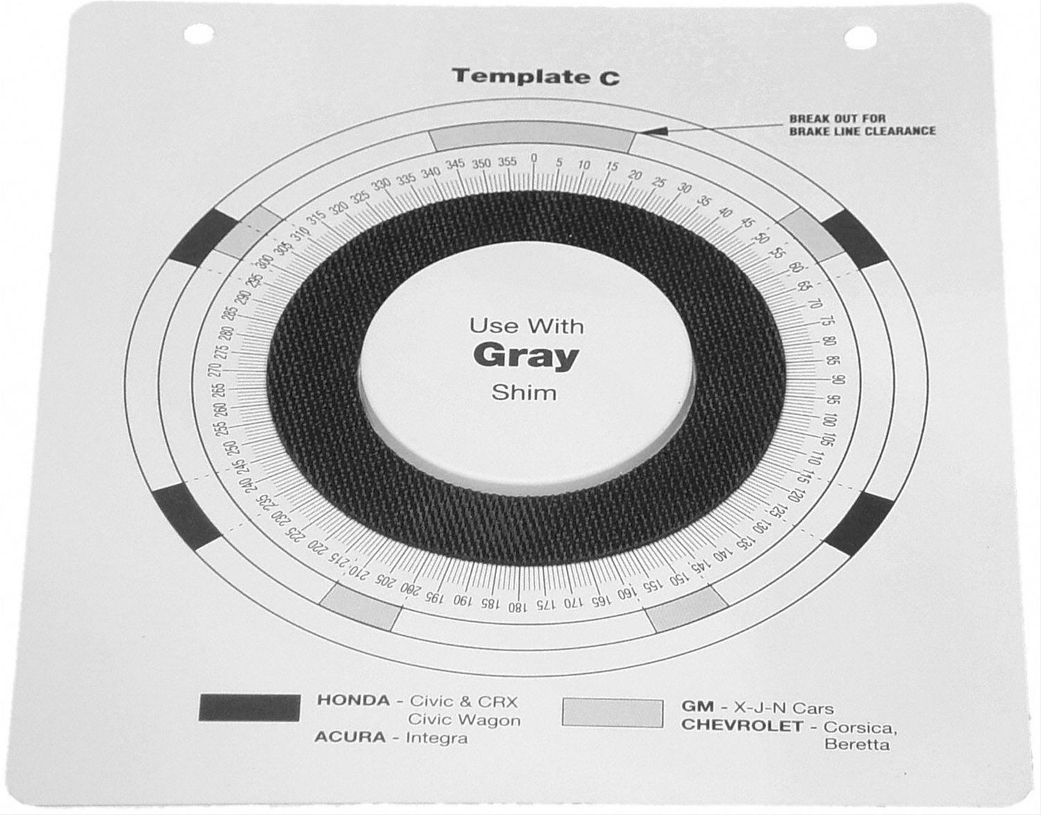 MOOG Indexing Plastic Templates C - GM J / L / N and X Body and Honda Service Tool