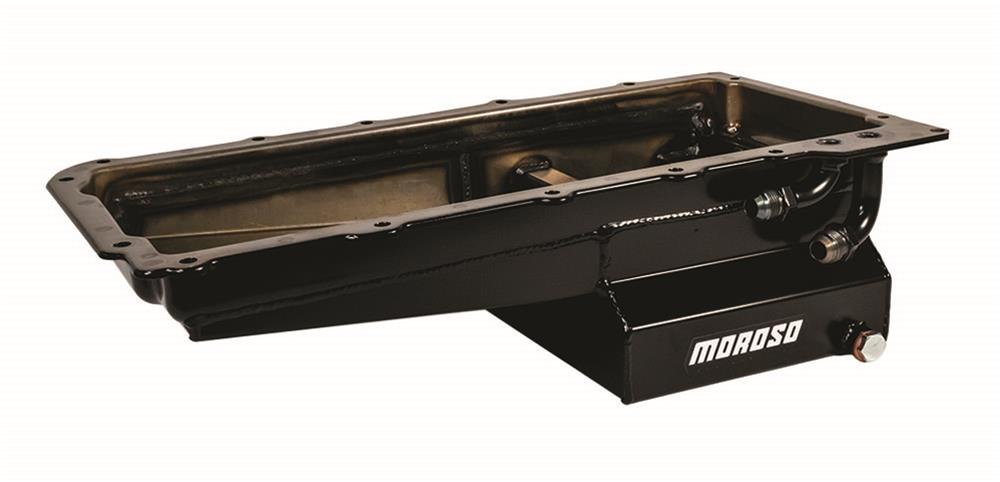 Moroso GM LS Swap (w/Rear Sump & Two -10An Fittings) Wet Sump 7qt 6in Angled Steel Oil Pan