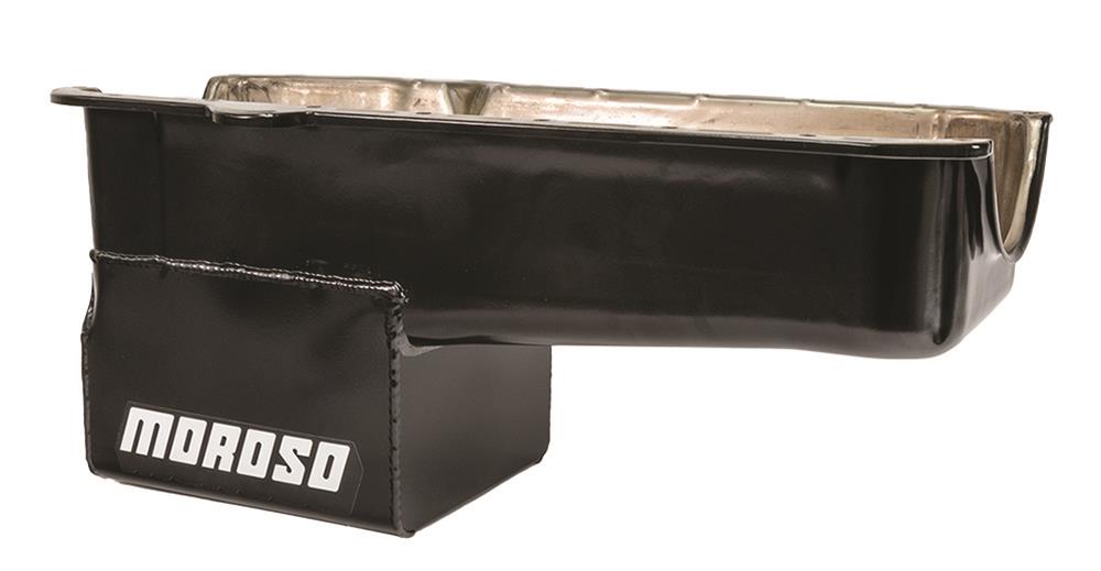 Moroso Pre-80 Chevrolet Small Block (w/Driver Side Dipstick) Wet Sump 7qt 9.5in Steel Oil Pan - Blk thumbnail 2