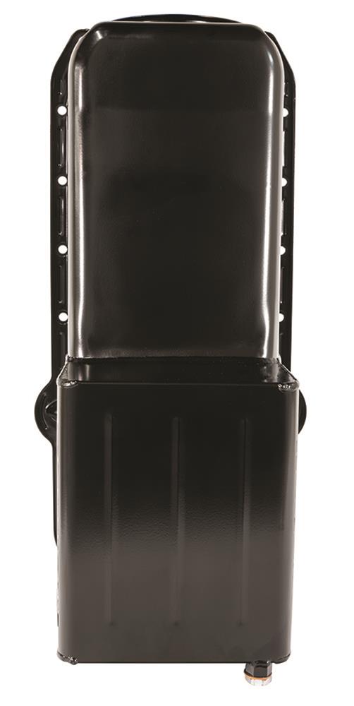 Moroso 80-85 Chevrolet SBC (w/Passenger Side Dipstick) Wet Sump 7qt 9.5in Steel Oil Pan - Black thumbnail 4