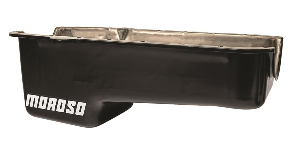 Moroso Pre-80 Chevrolet Small Block (w/Driver Side Dipstick) Wet Sump 5qt 7.5in Steel Oil Pan - Blk thumbnail 2