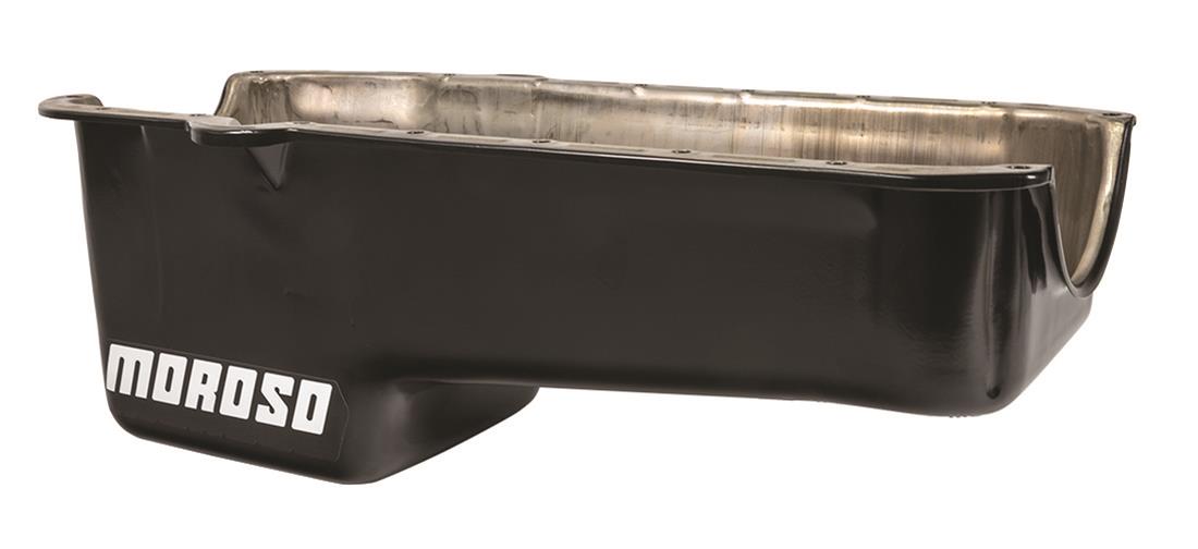 Moroso 80-85 Chevrolet Small Block (w/Pssngr Side Dipstick) Wet Sump 5qt 7.5in Steel Oil Pan - Black
